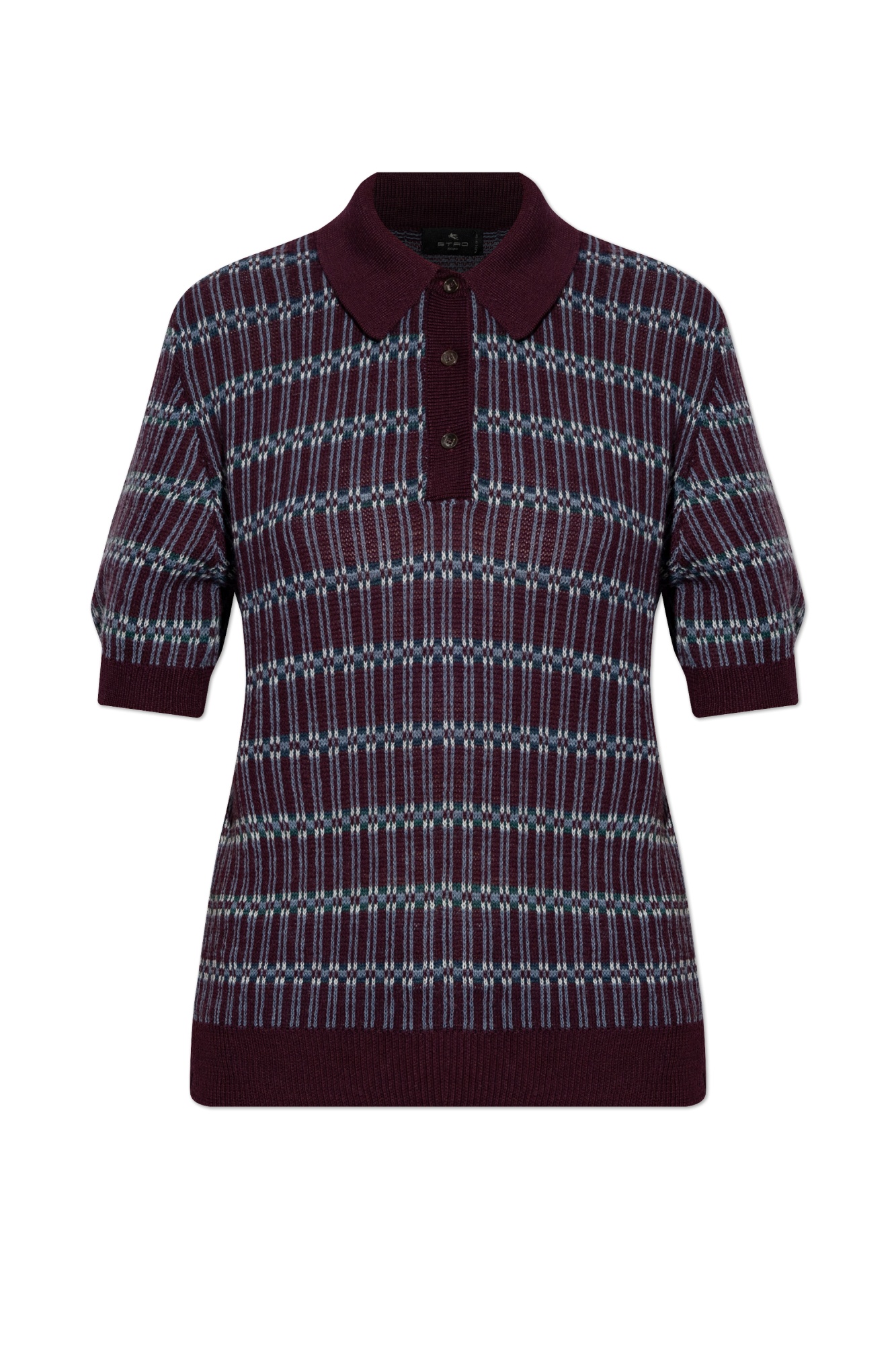 Etro Wool-blend Jacquard Polo Shirt In Burgundy