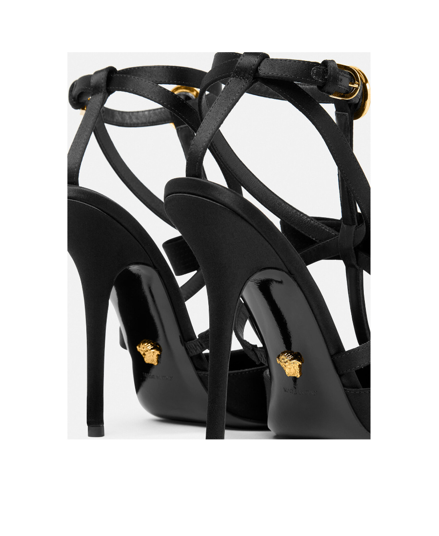 Versace Gianni Ribbon Cage 110mm Pumps In Black