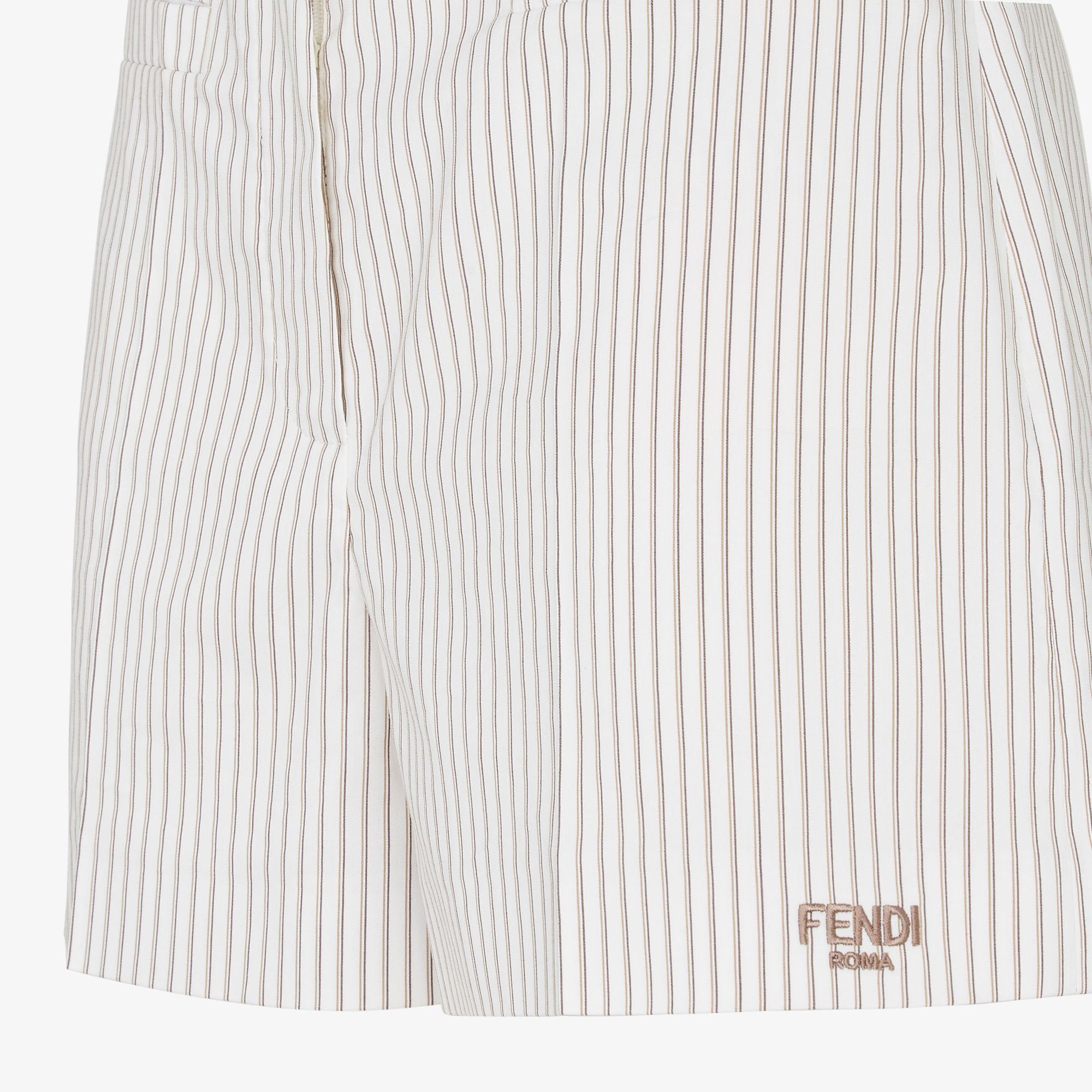 Fendi White Striped Cotton And Silk Shorts In White
