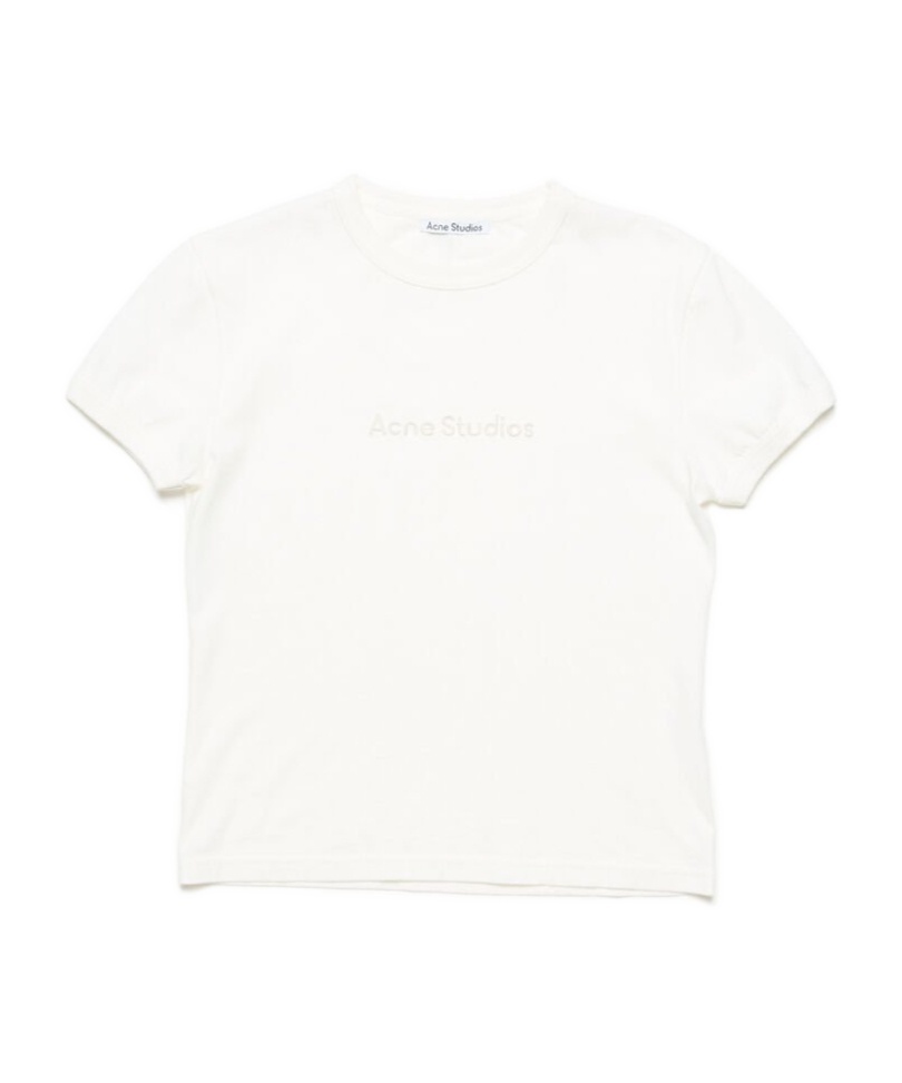 Acne Studios Logo Debossed Crewneck T-shirt In White