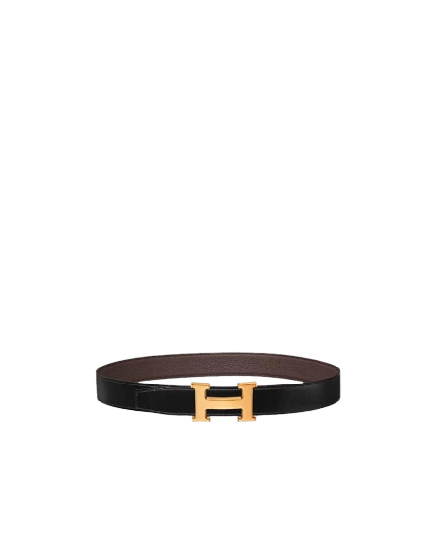 Pre-owned Hermes Logo Double-sided Belt In Brown