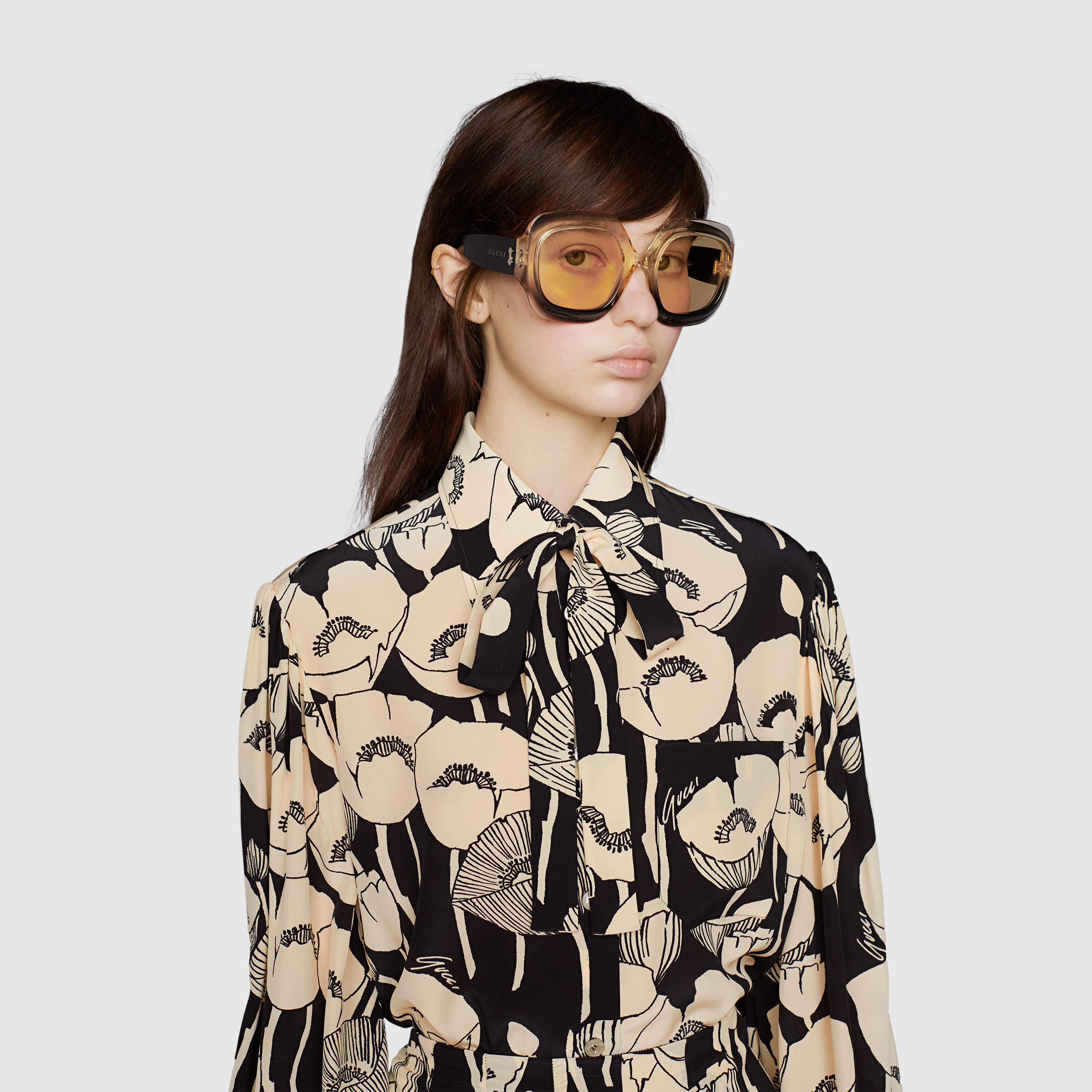 Gucci Ombré-effect Oversized-frame Sunglasses In Nude