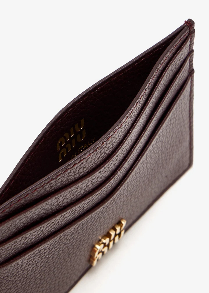 Miu Miu Leather Card-slots Card Holder In Burgundy