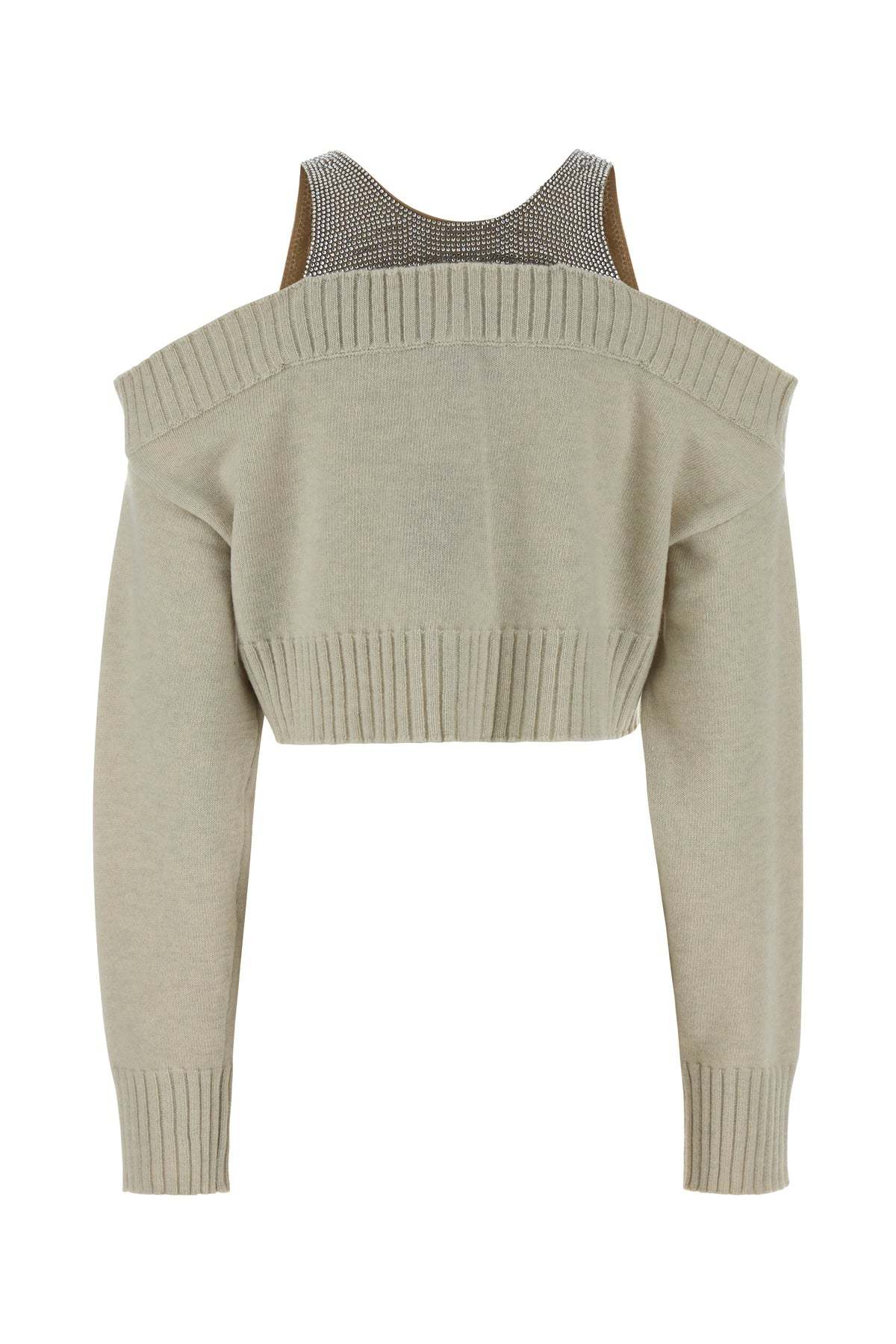 Giuseppe Di Morabito Crystal-embellished Cold-shoulder Cardigan In Gray