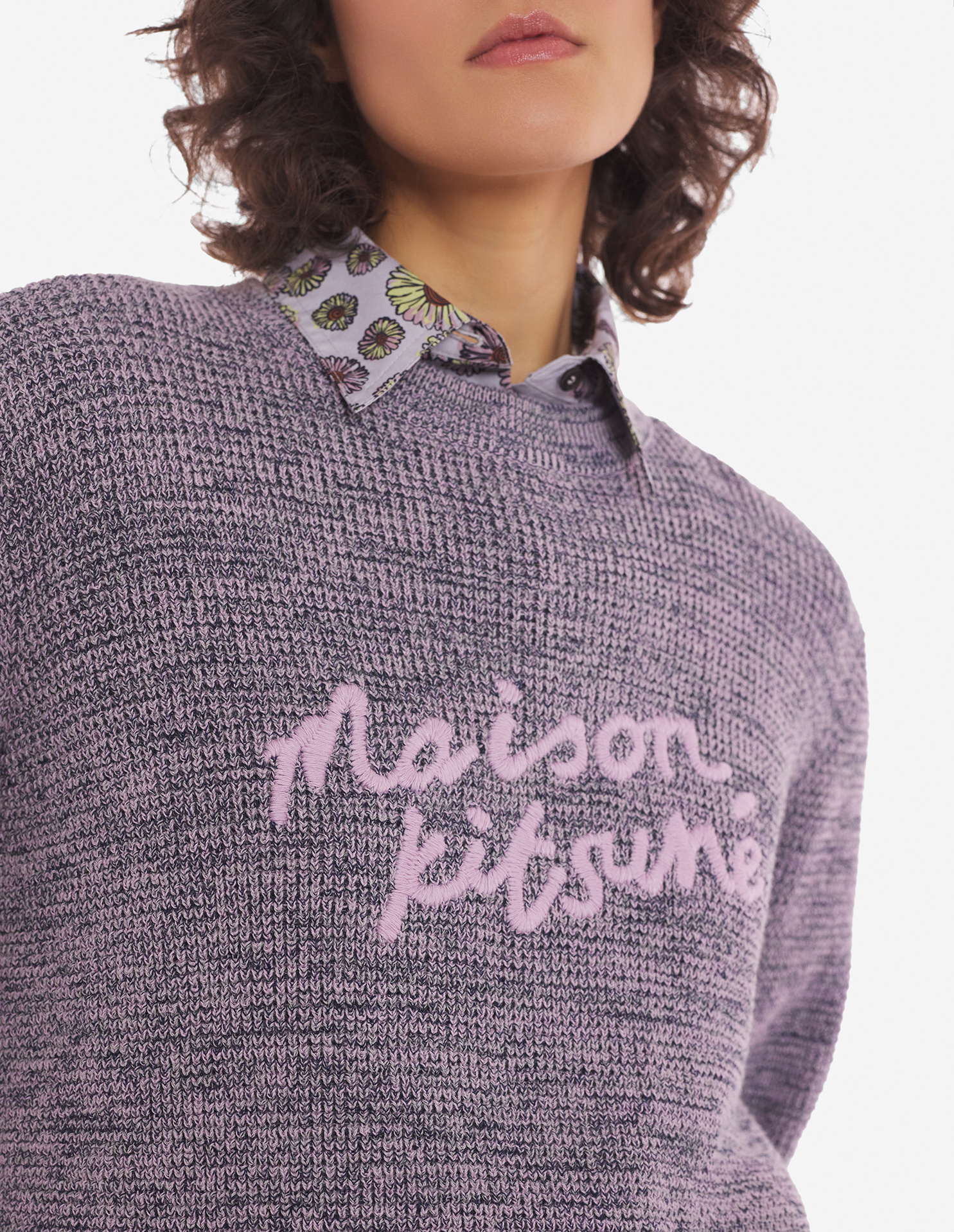 Maison Kitsuné Handwriting Logo-embroidered Jumper In Gray