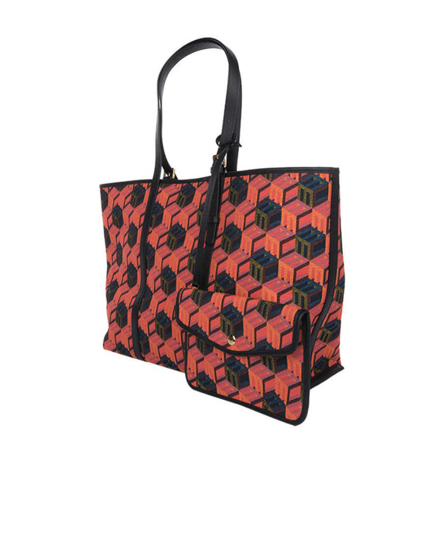 Mcm Logo Details Todd Handbag In Red