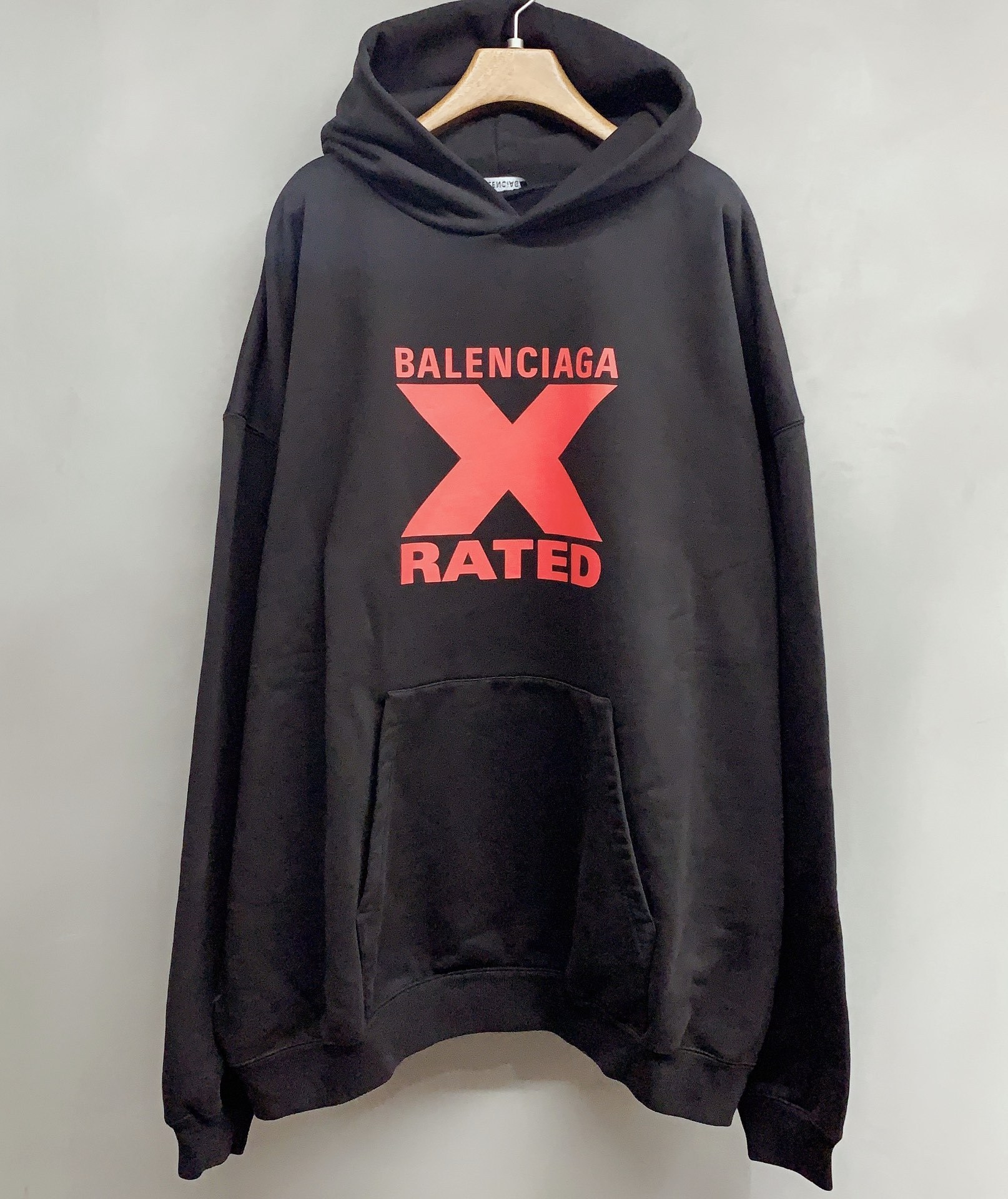 Balenciaga Logo Hooded Sweater In Black