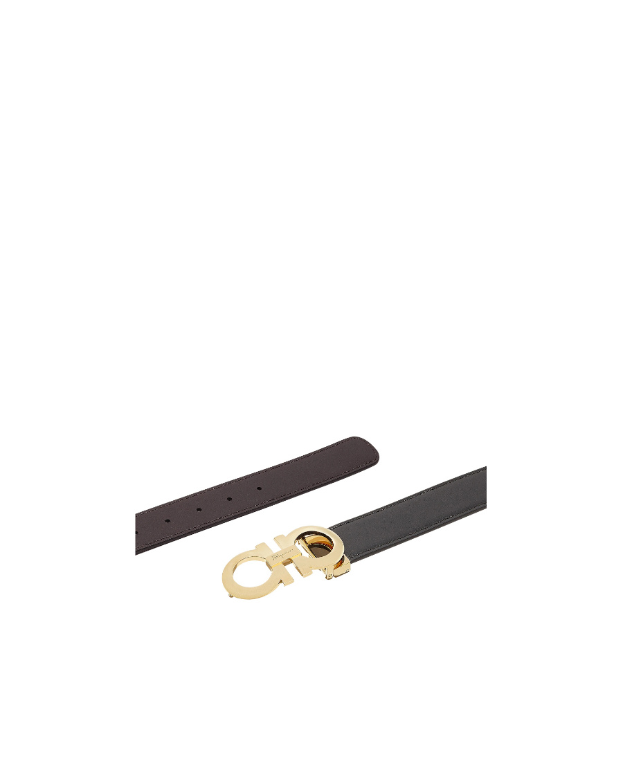 Ferragamo Salvatore Gancini Reversible Buckle Belt In Black