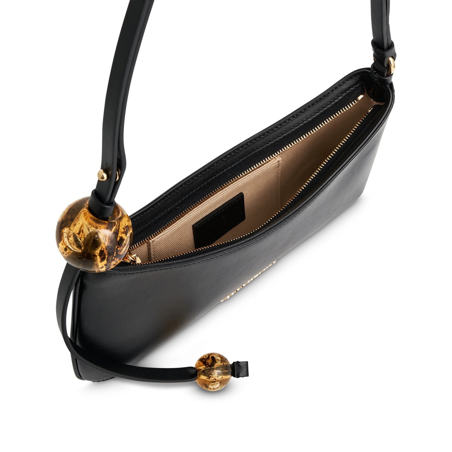 Jacquemus Le Grand Bisou Perle Leather Shoulder Bag In Black