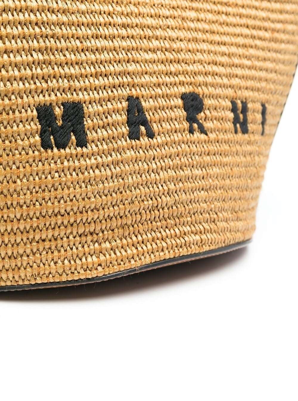 Shop Marni Tropicalia Small Bag In Brown Leather And Raffia
