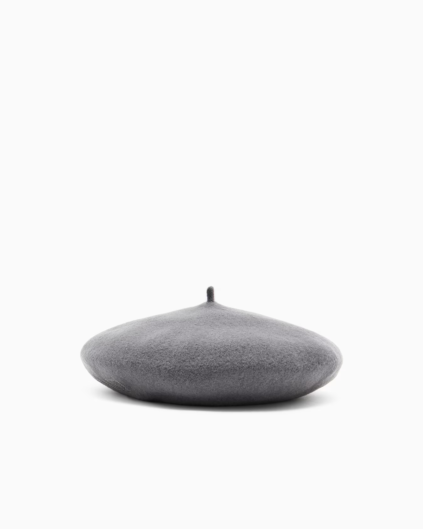 Emporio Armani Wool Beret With A Micro-stud Logo In Gray