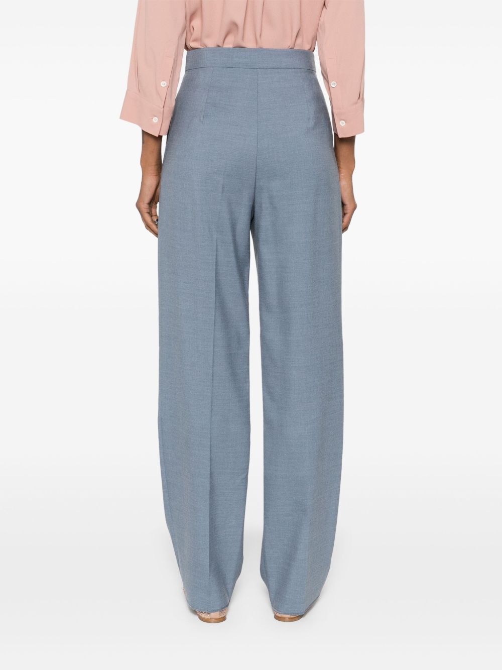 Max Mara Perfect High Waist Wide Leg Trousers In Blue