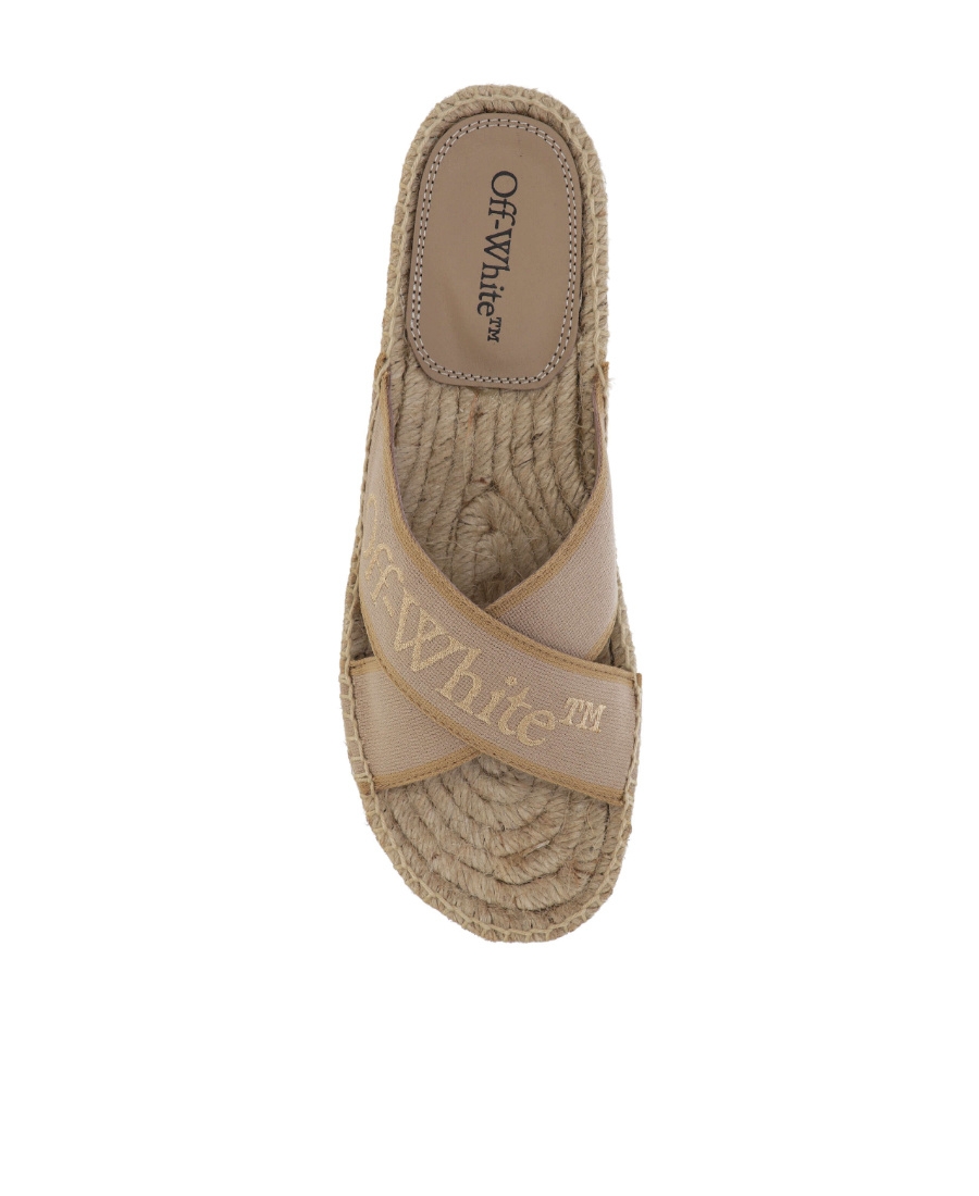 Shop Off-white Bookish Criss Cross Espadrill Beige Off In Nude