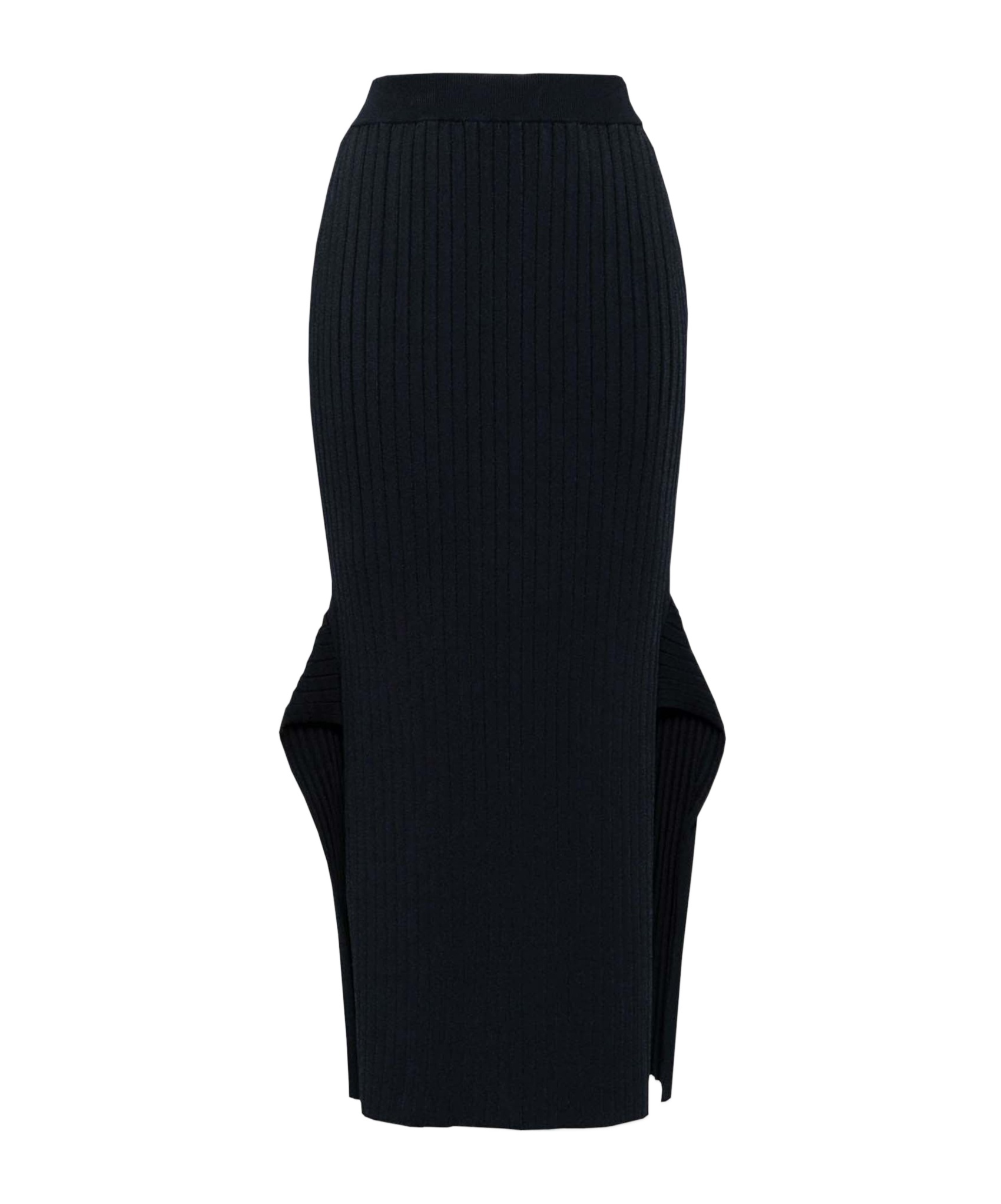 Stella Mccartney Ribbed Flared Slit Midi Skirt In Black