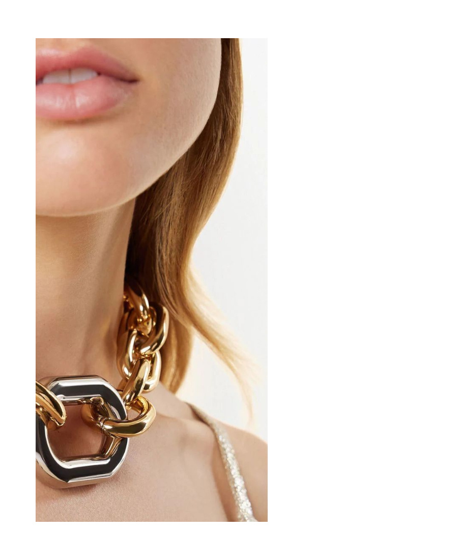 Rabanne Xxl Chain Necklace In Silver And Gold-tone Brass In Yellow
