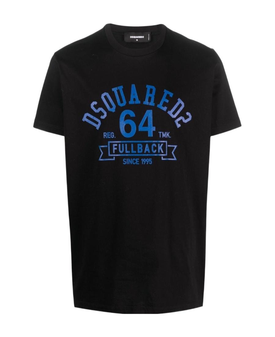Dsquared2 Cotton Crew-neck T-shirt With Contrasting Print In Black
