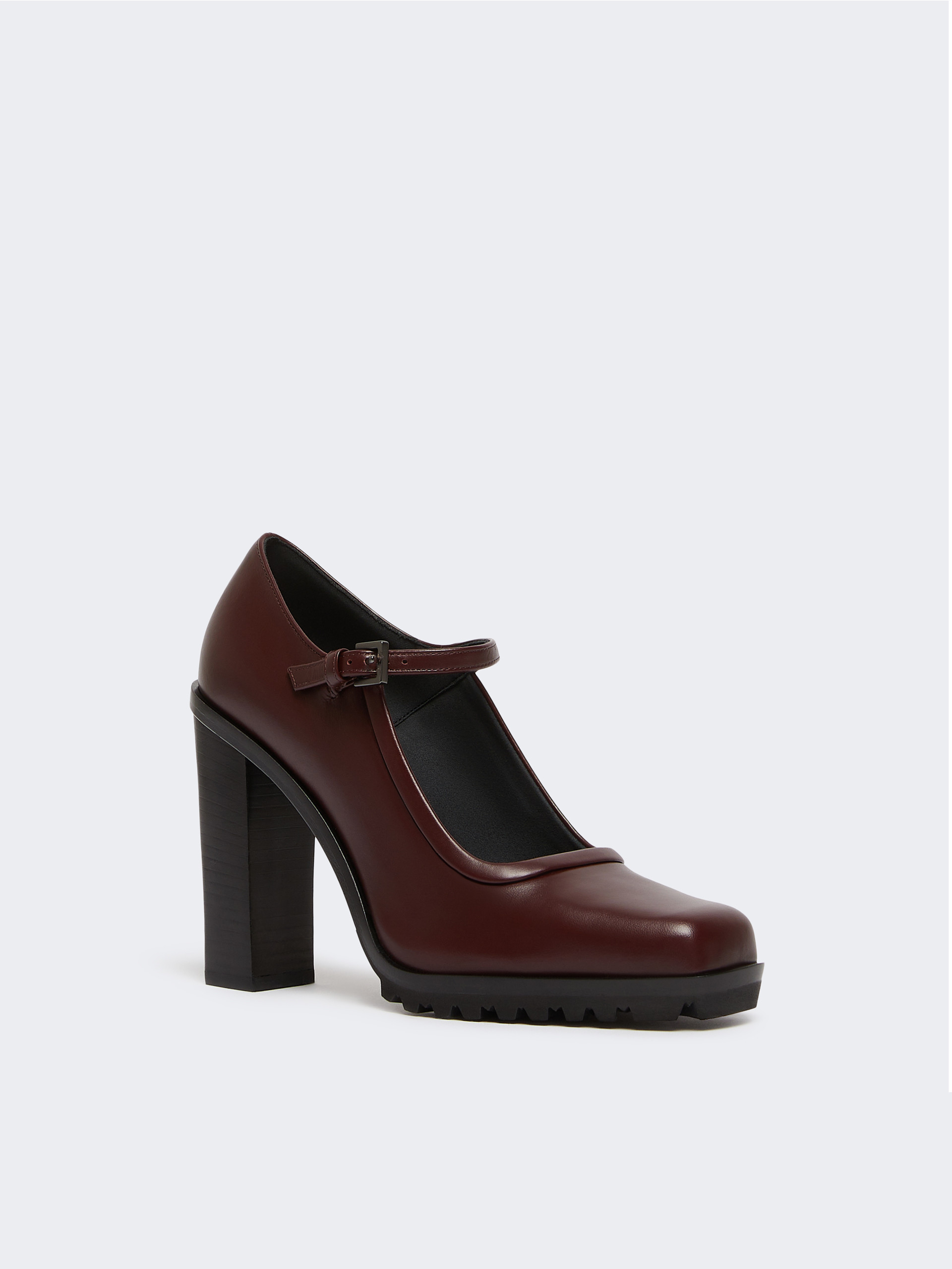 Max Mara Mary Janes In Leather In Brown