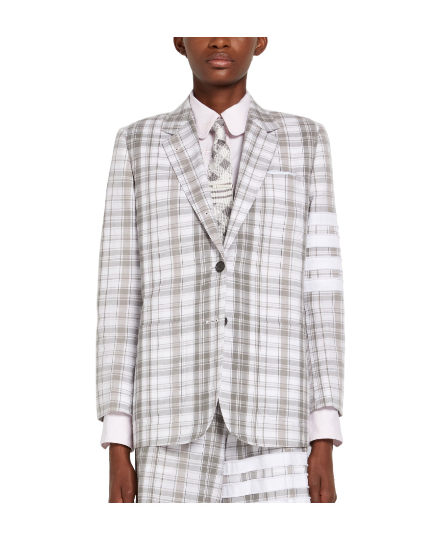 Shop Thom Browne Check Sports Jacket In White