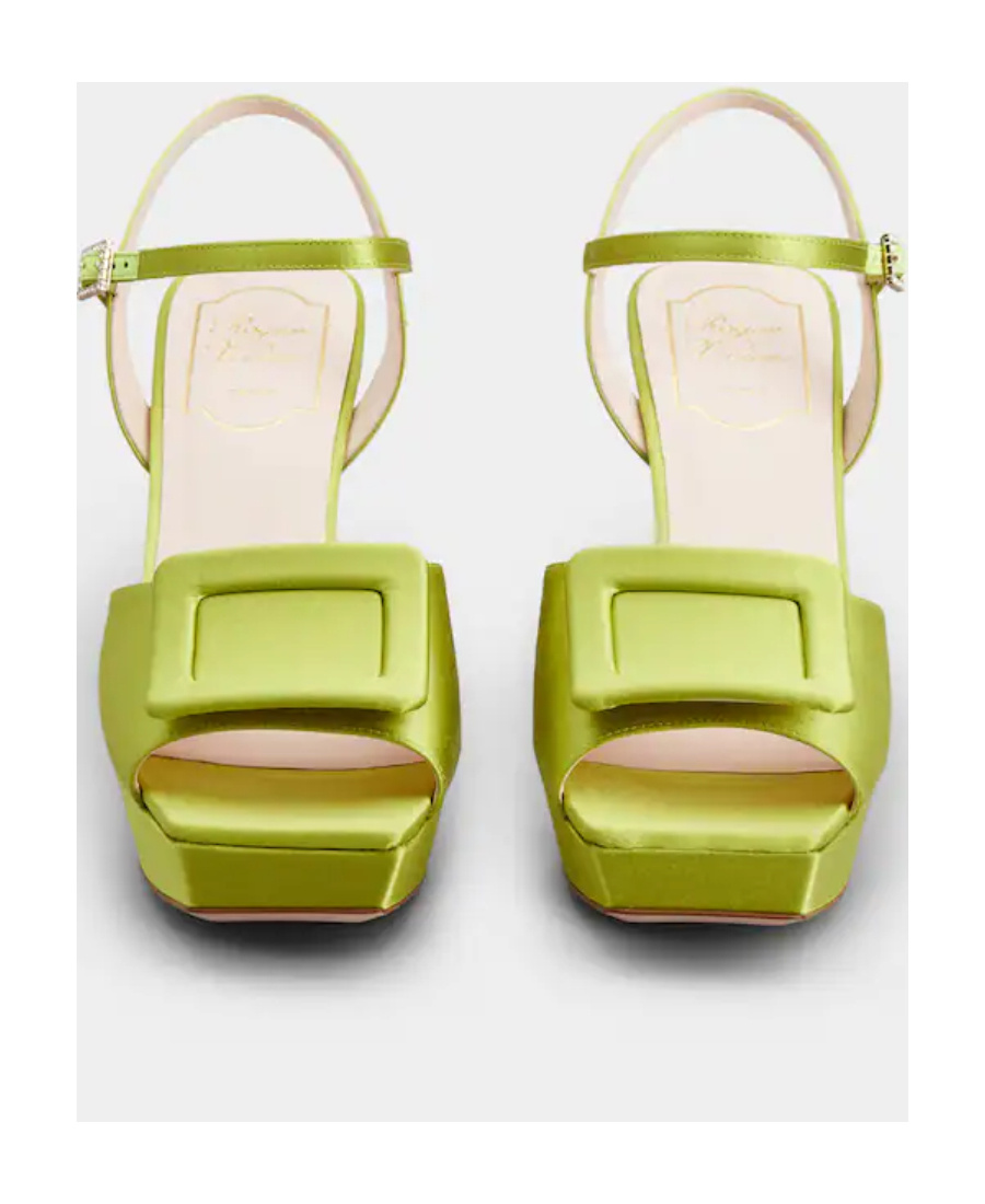 Roger Vivier Buckle High-heeled Sandals With Platform Soles In Green