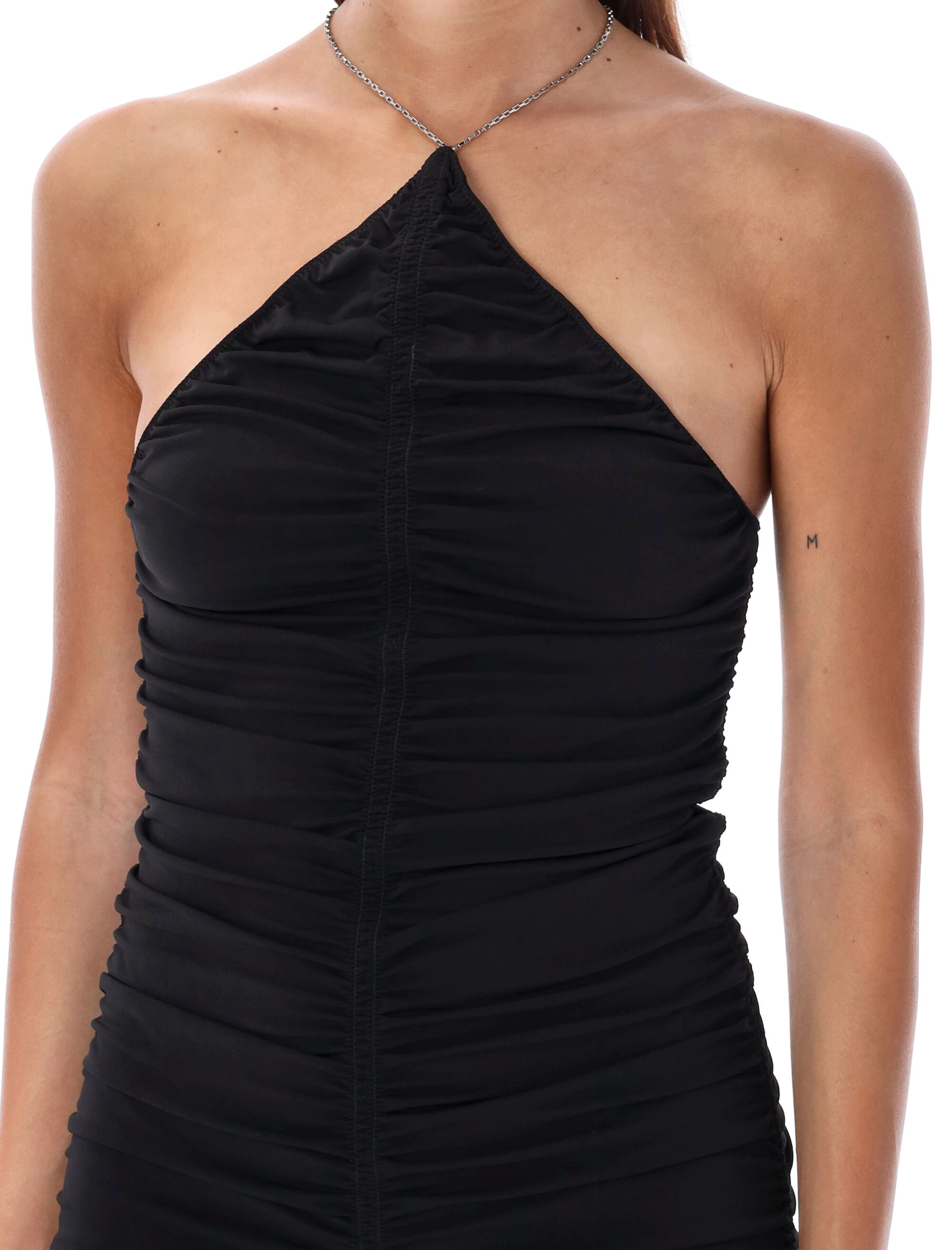 Attico Chain-link Halterneck Jumpsuit In Black