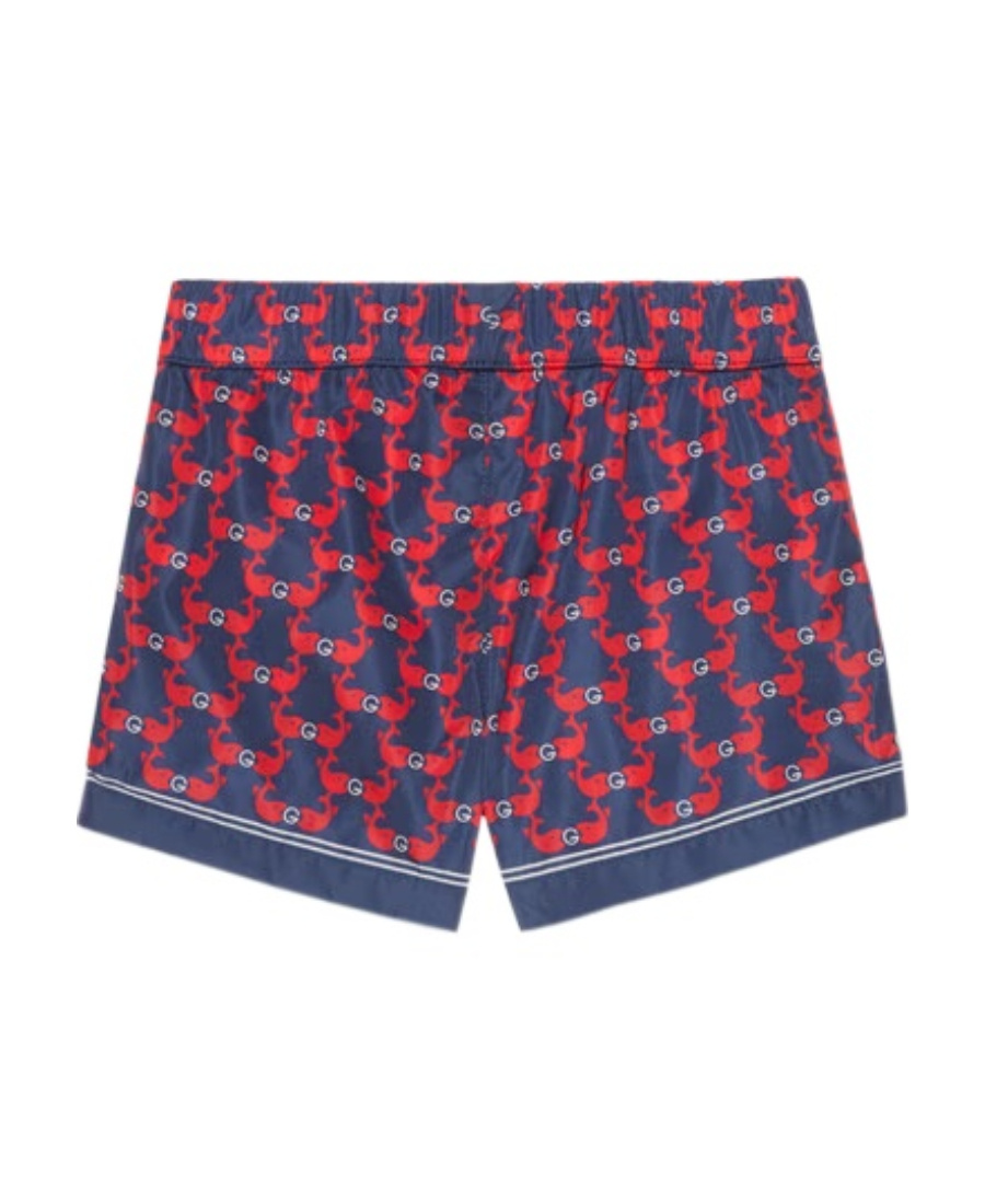 Gucci Children's Printed Nylon Swim Shorts In Blue