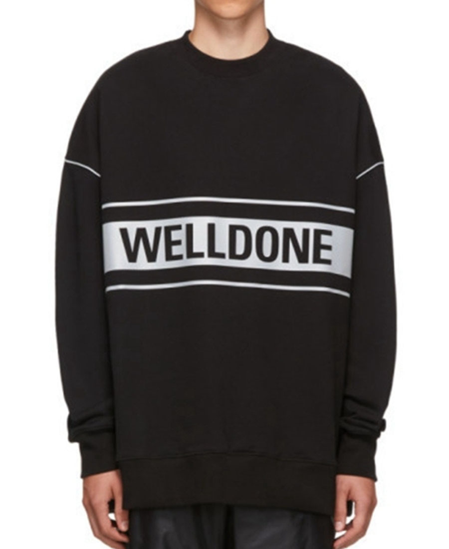 We11 Done Logo Round Neck Sweater In Black