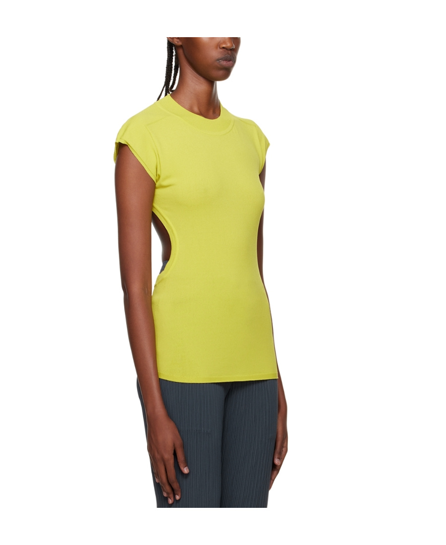 Issey Miyake Hollowed-out Plain Plain Short-sleeved T-shirt In Green