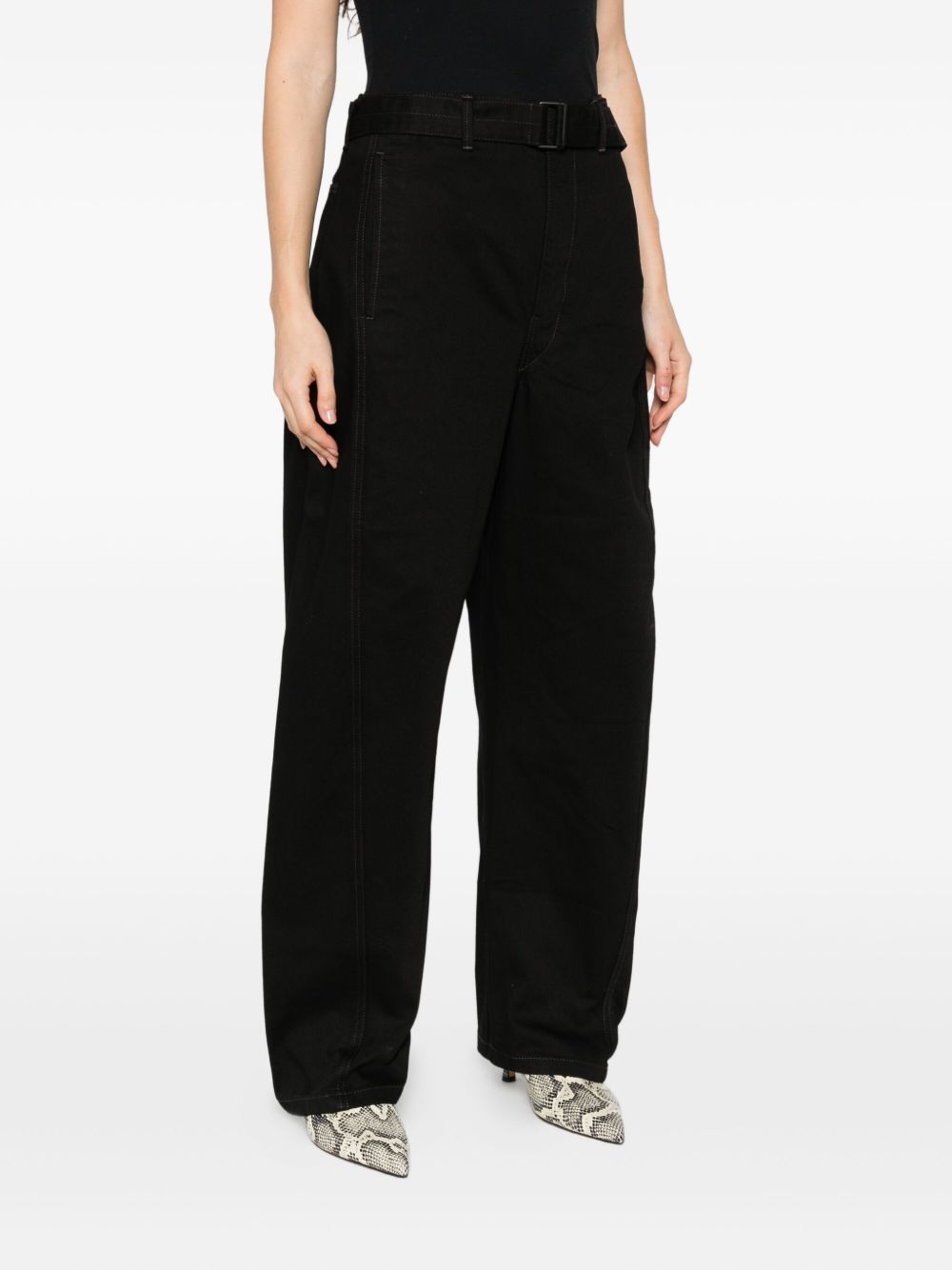 Lemaire Women Twisted Denim Cotton Jeans In Black