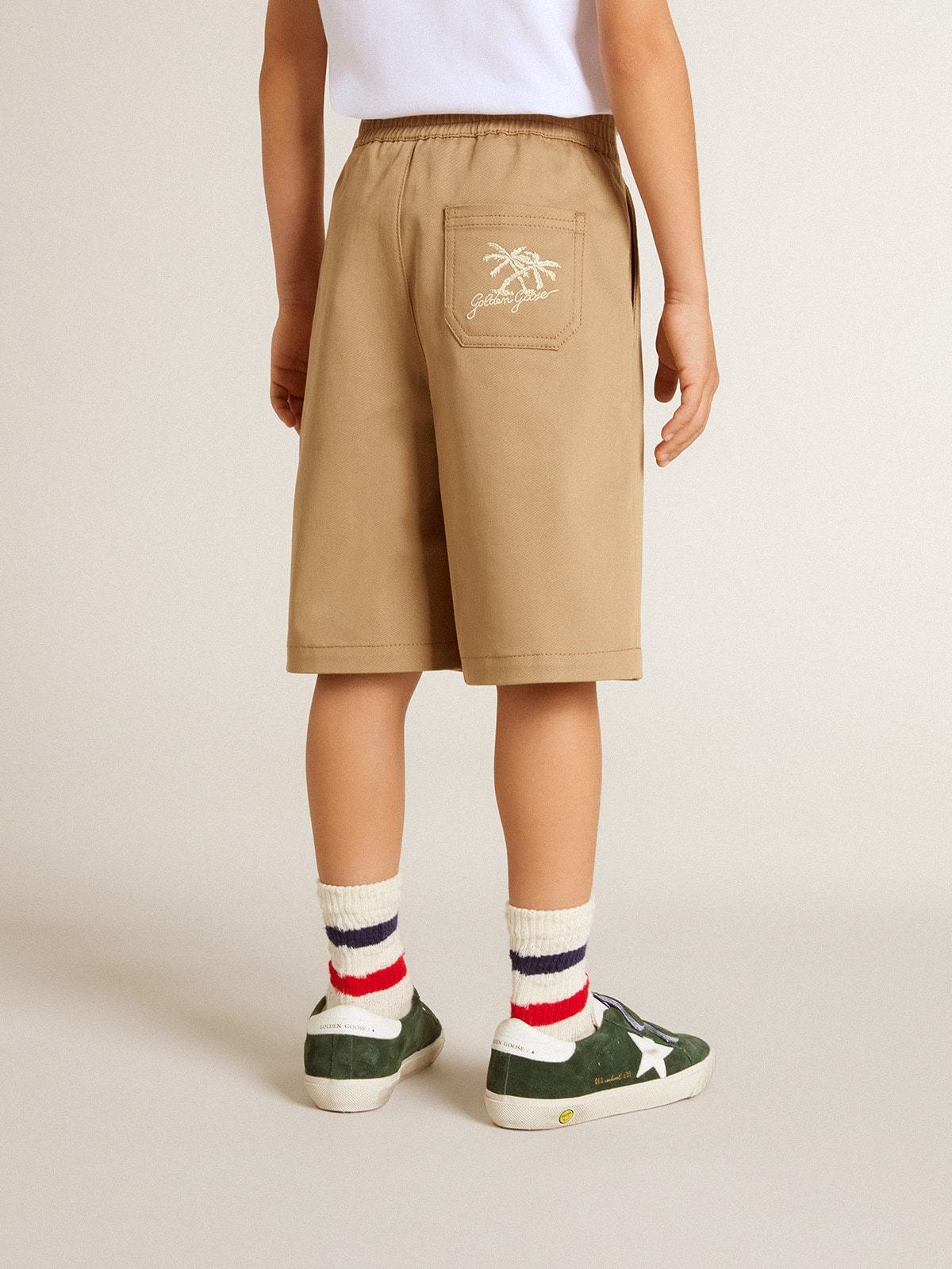 Shop Golden Goose Boys' Shorts In Beige Cotton In Nude