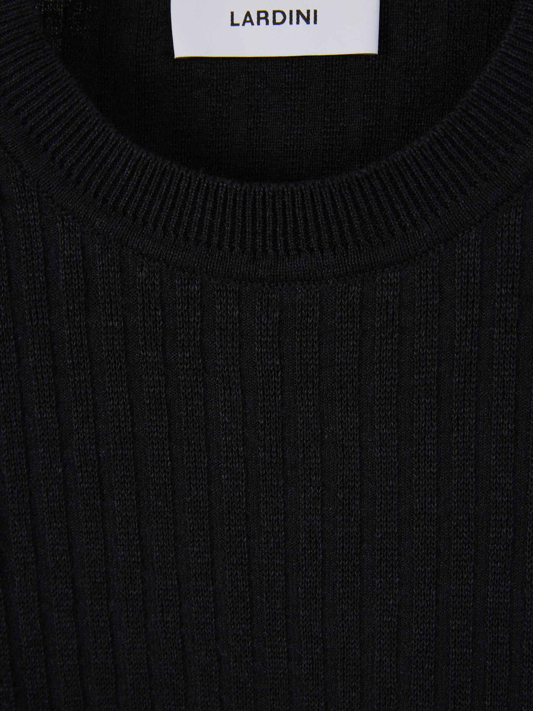 Lardini Ribbed Linen T-shirt In Black