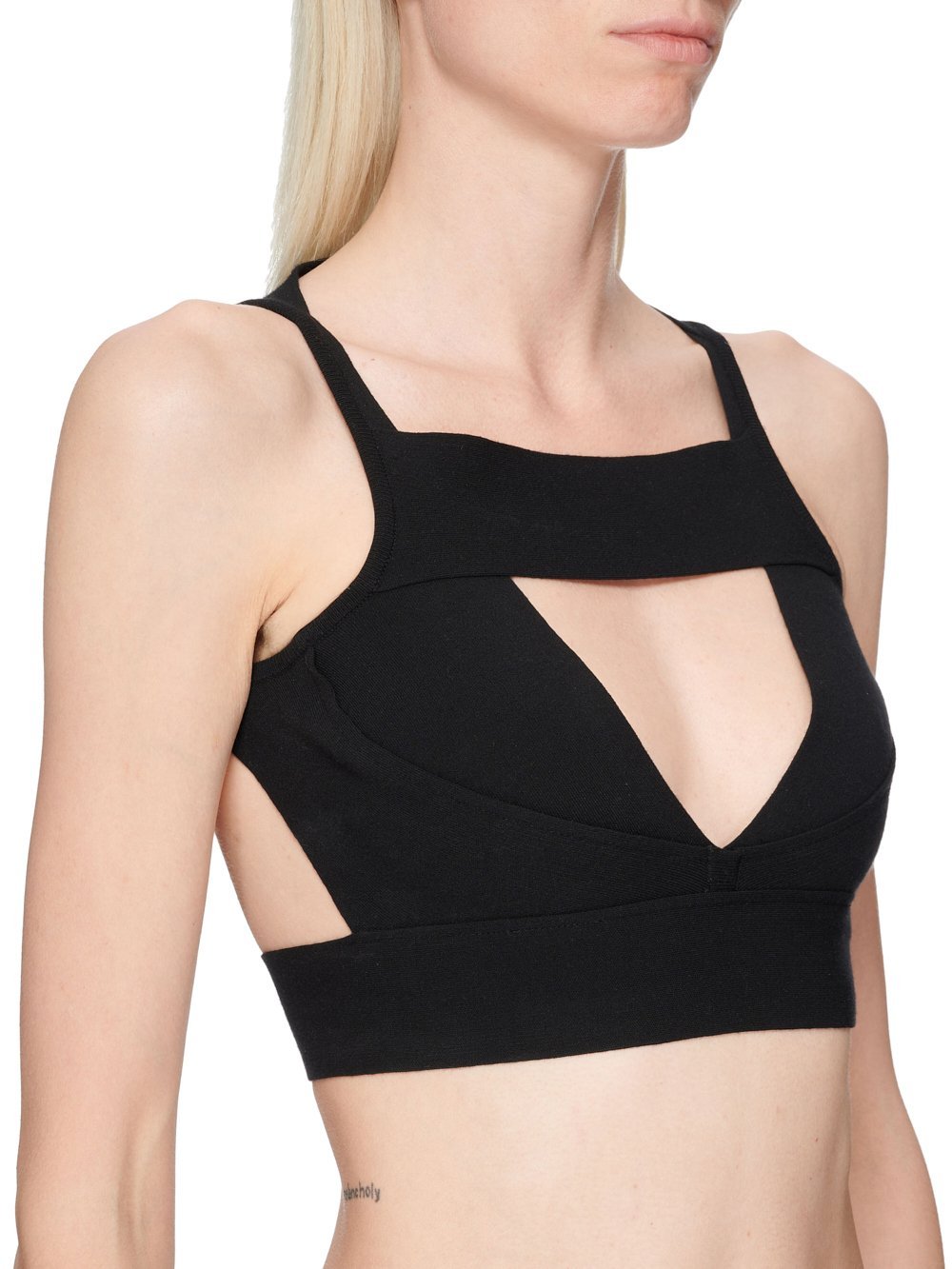 Rick Owens Sling Cut-out V-neck Crop Top In Black