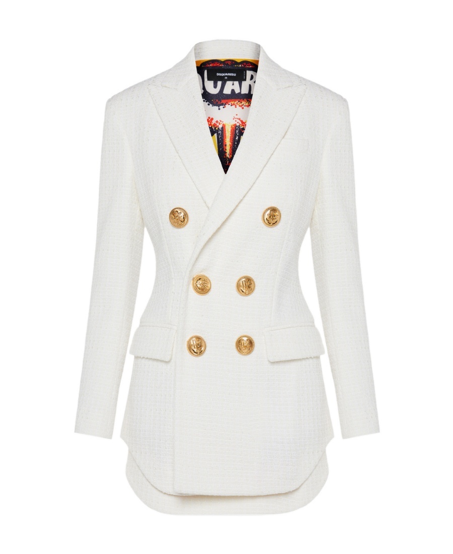 Dsquared2 Fitted Double-breasted Suit Skirt In White