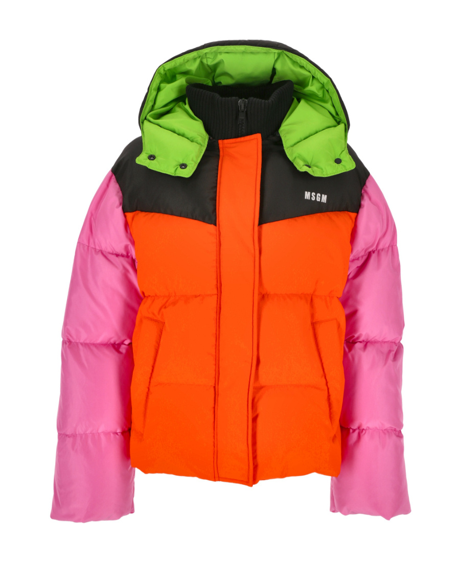 Msgm Colour-block Panel Padded Jacket In Red