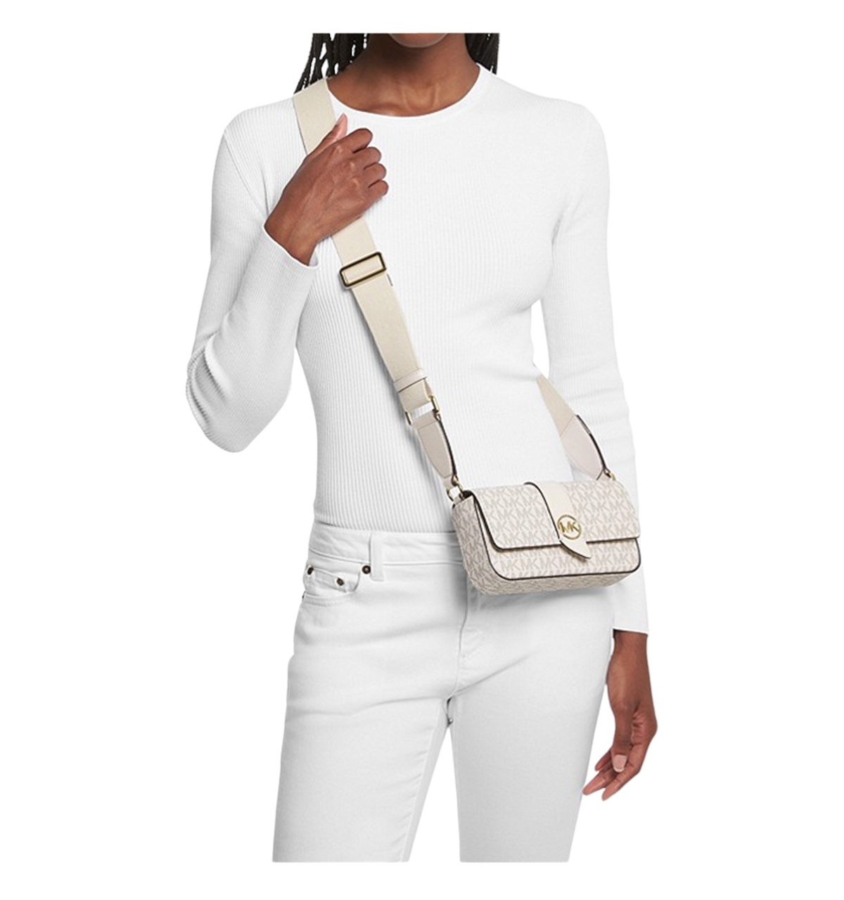 Michael Kors Greenwhich Logo-plaque Crossbody Bag In White