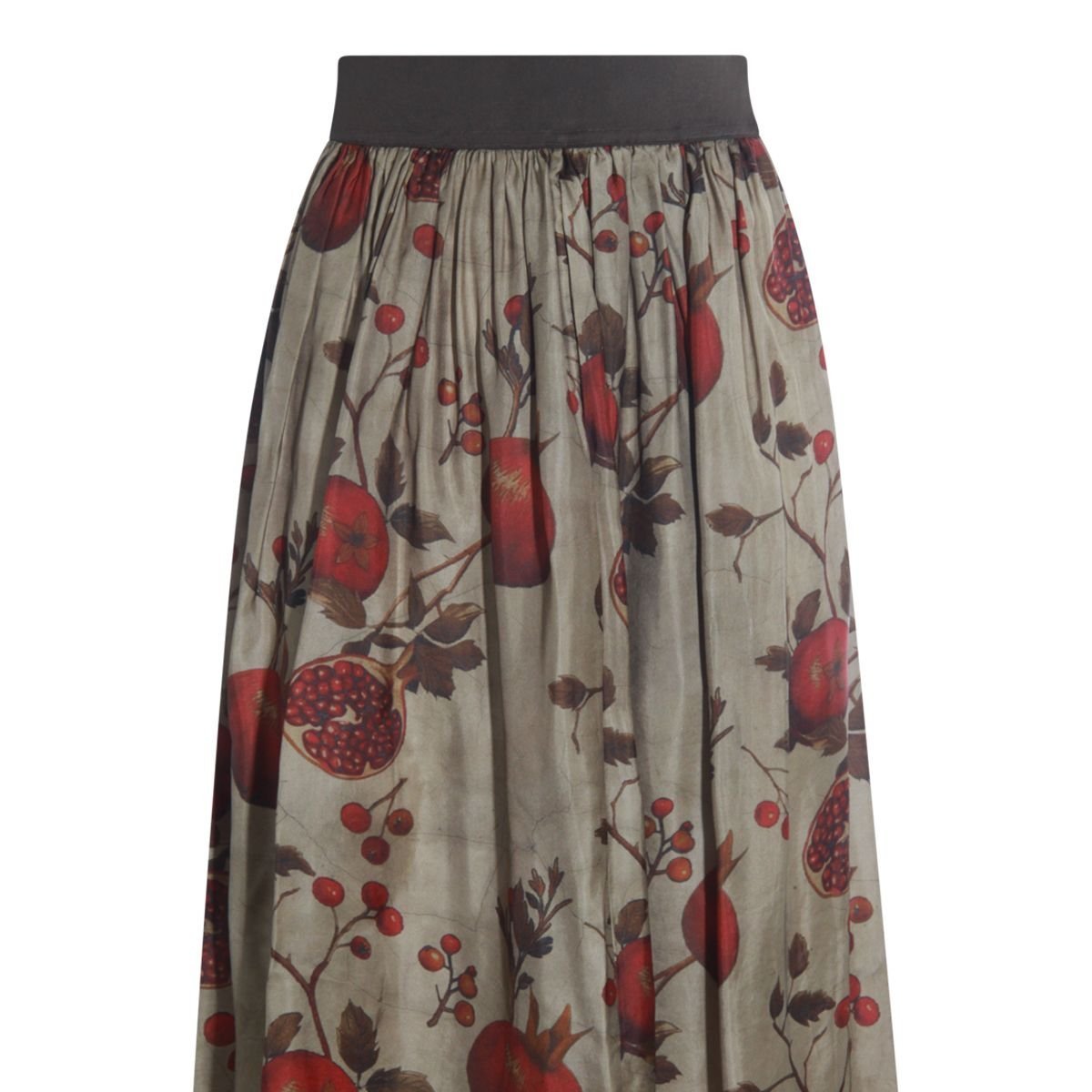 Uma Wang Elastic Waistband Floral Print Maxi Skirt In Brown