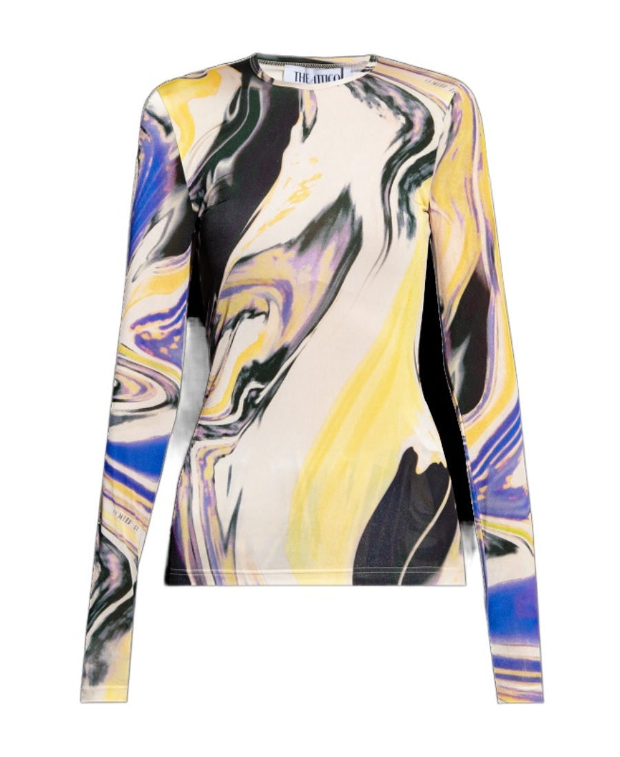 Attico Marbled-pattern T-shirt In Nude