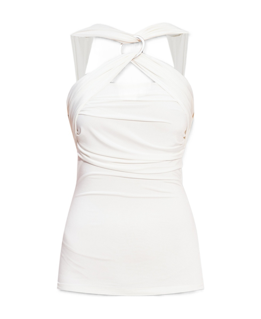Attico Jersey Criss-crossed Ginnie Top With Metal Detail In White