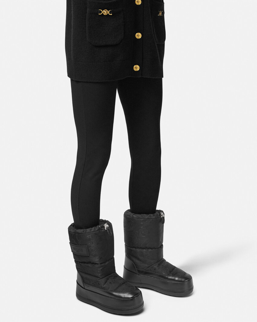 Versace Barocco-pattern Boots In Black
