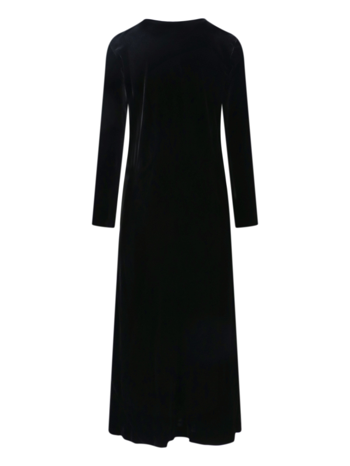 Aspesi Velvet Dress With Long Sleeves And Round Neckline In Black