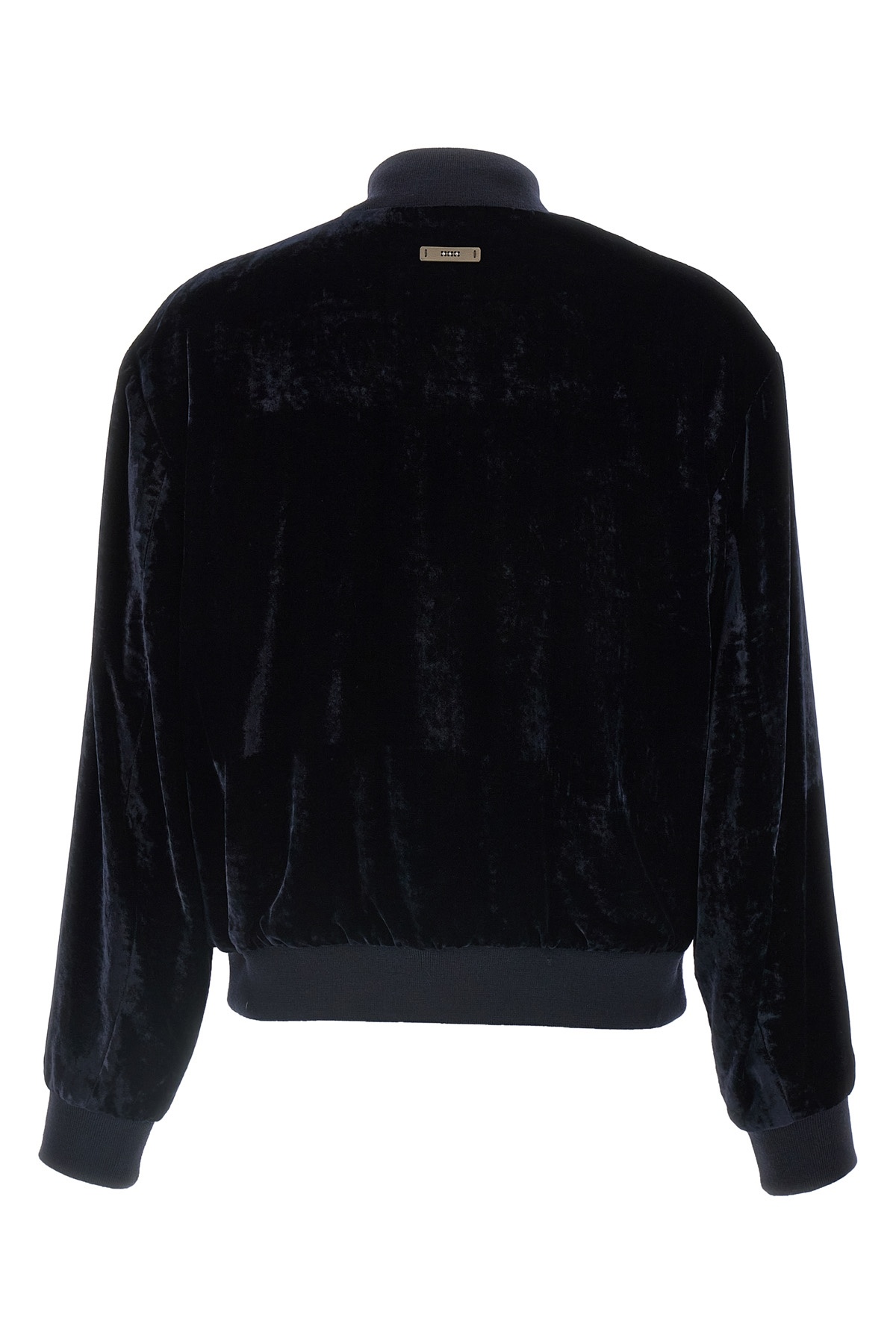 Peserico Washed Viscose Velvet Bomber Sweatshirt In Black