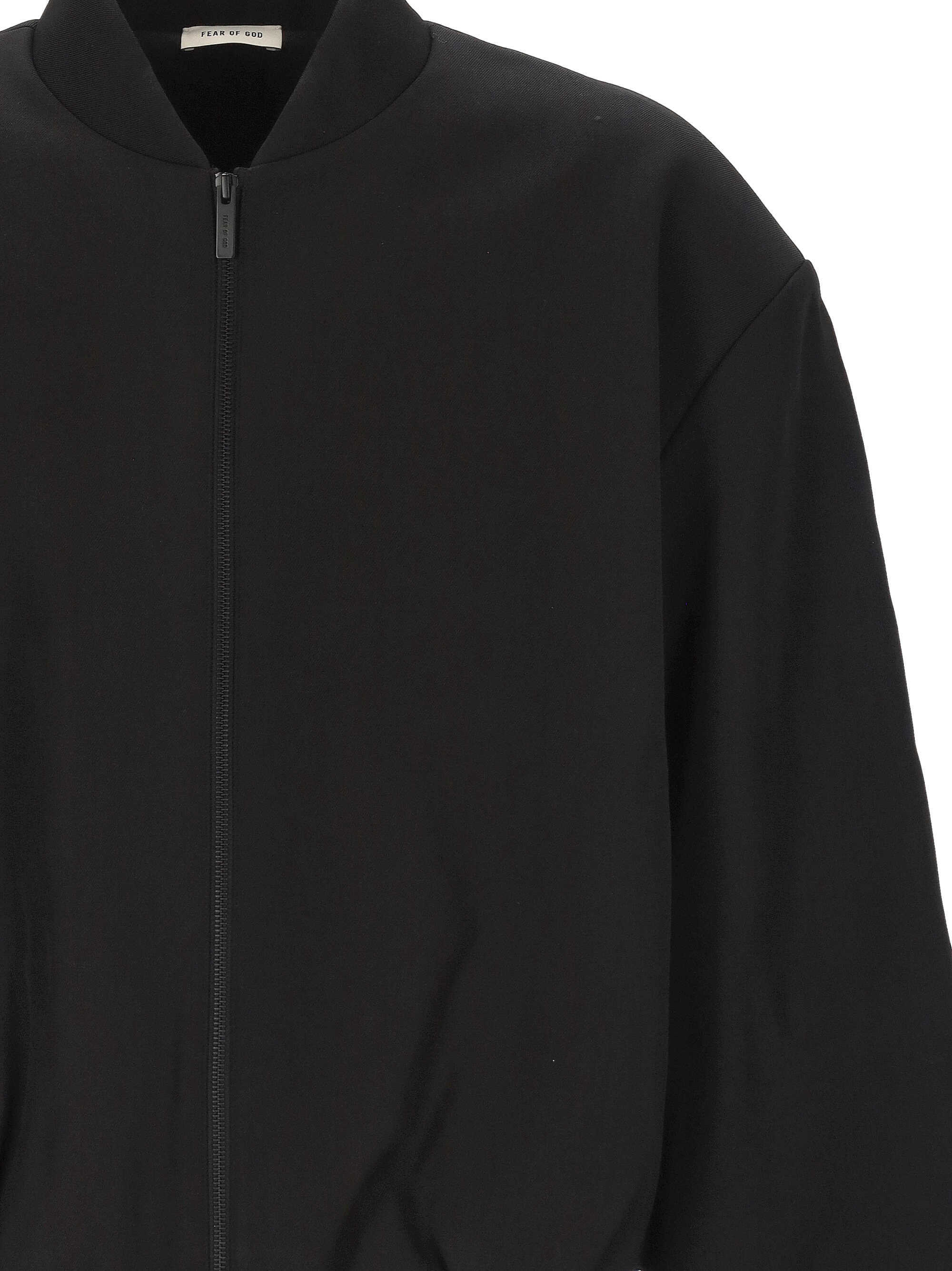 Fear Of God Black Nylon Bomber With High Collar In Black