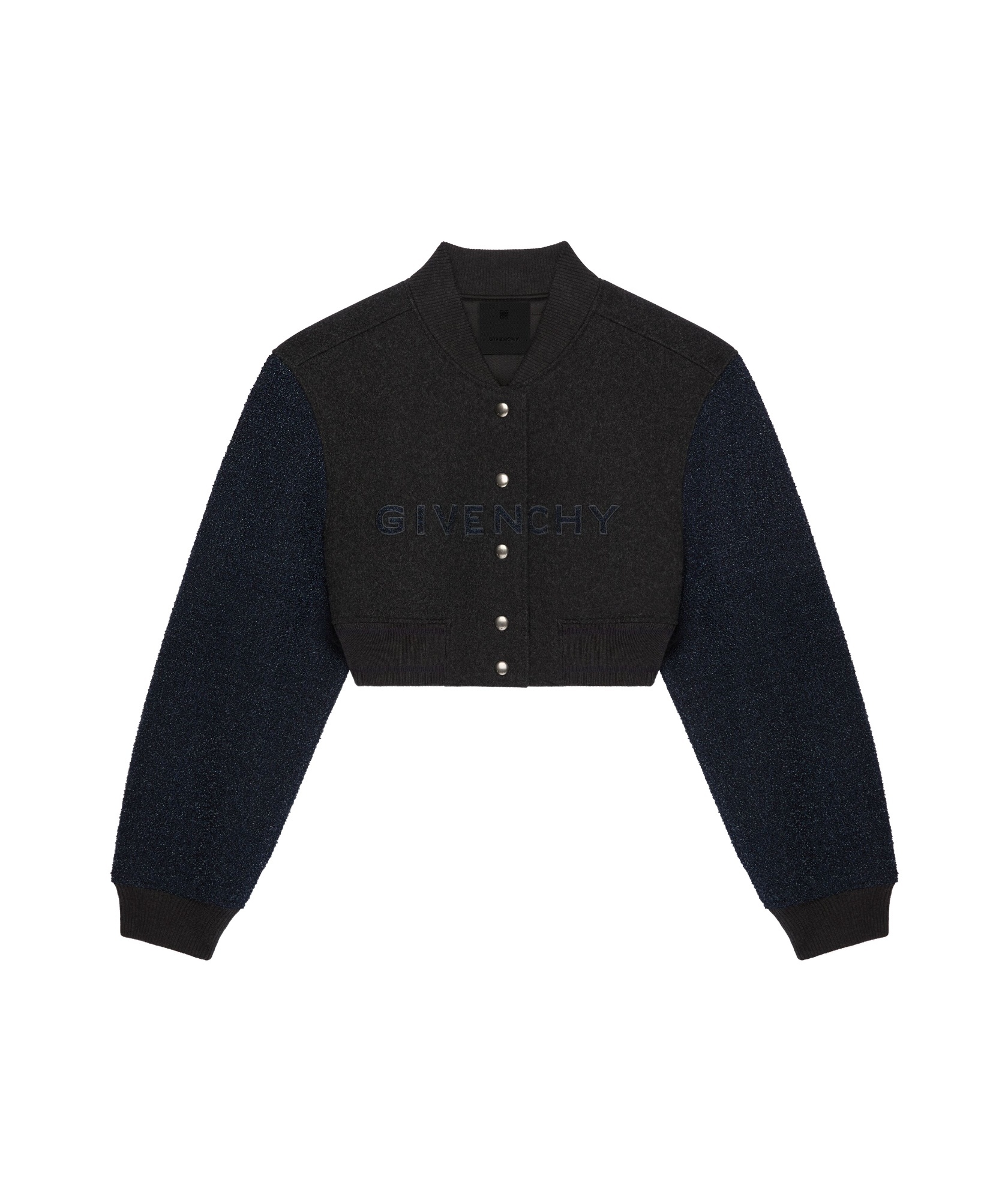 Givenchy Boucle-sleeves Crop Varsity Jacket In Black
