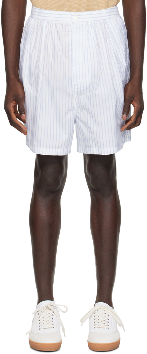 Hed Mayner White Striped Shorts In White
