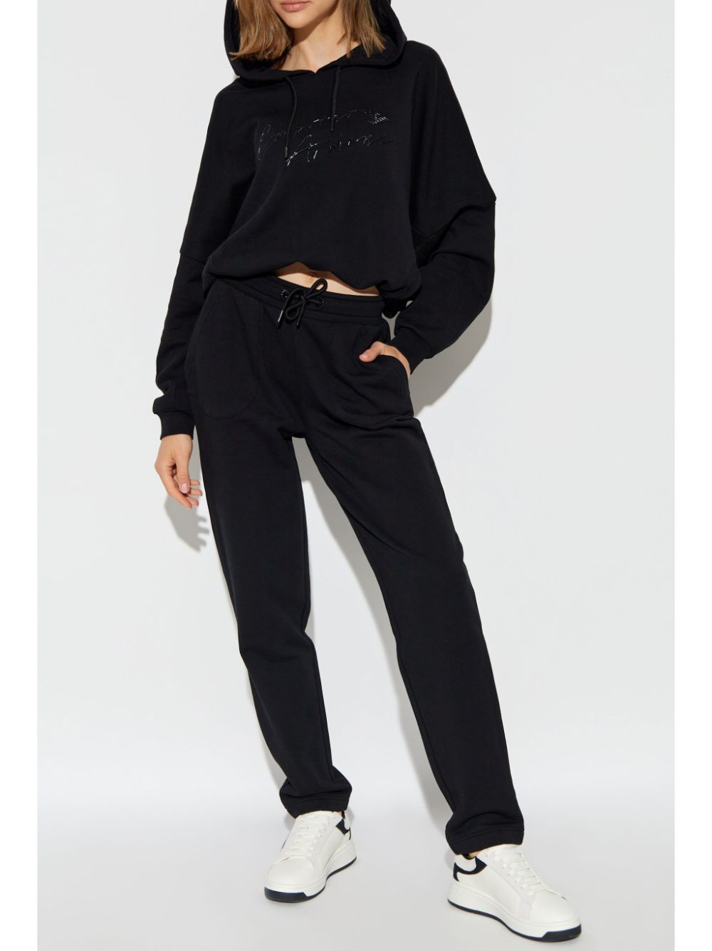 EMPORIO ARMANI LOGO-APPLIQUÉ TRACK PANTS