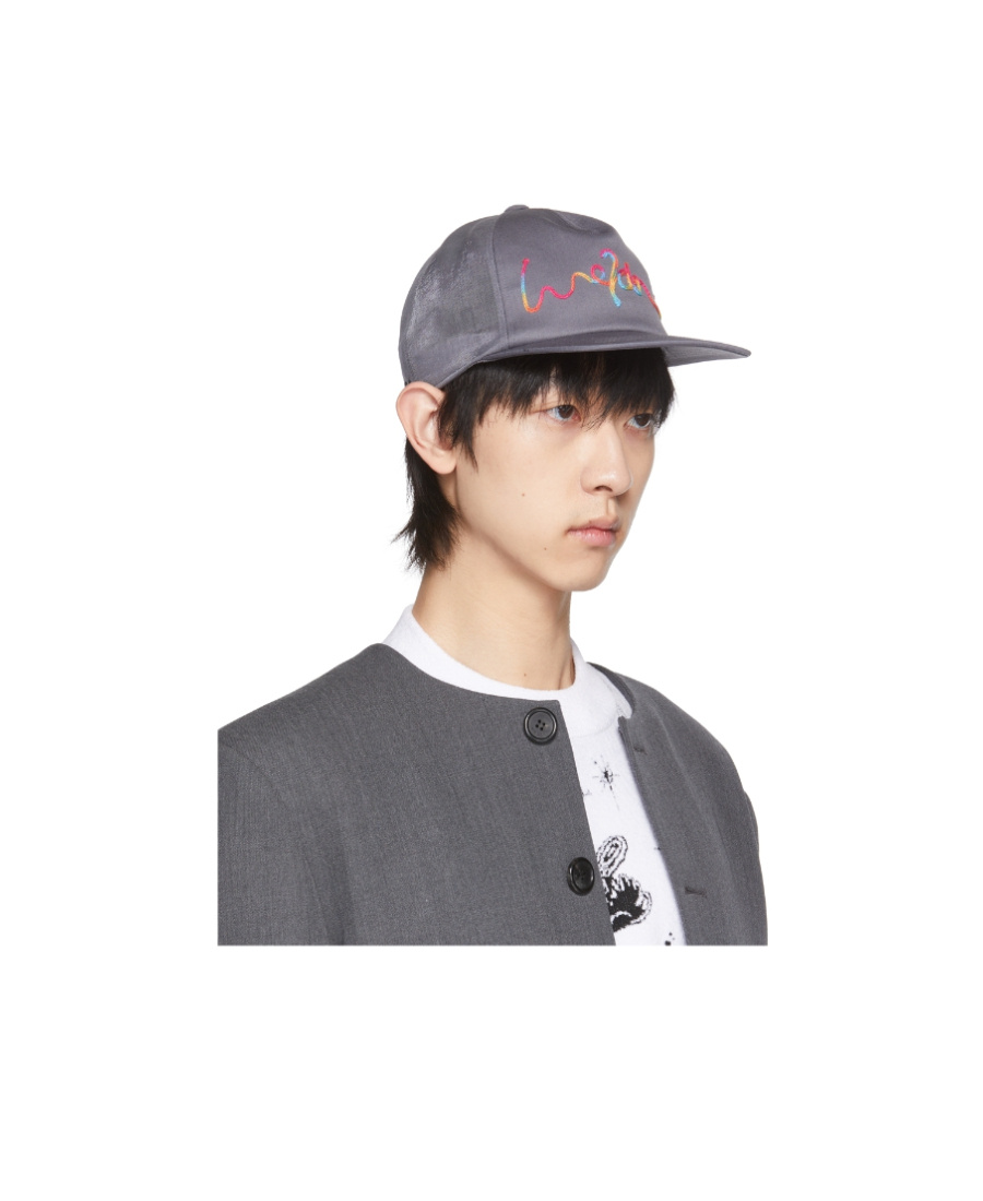We11 Done Grey Mesh Logo Embroidery Cap In Black