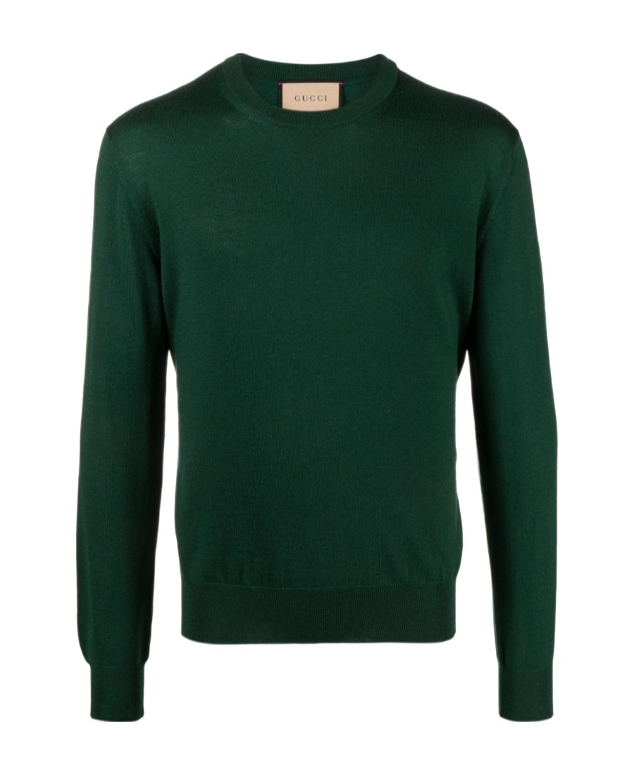 Gucci Maglione Con Logo Ricamato Sul Fianco Knitwear Green In Green