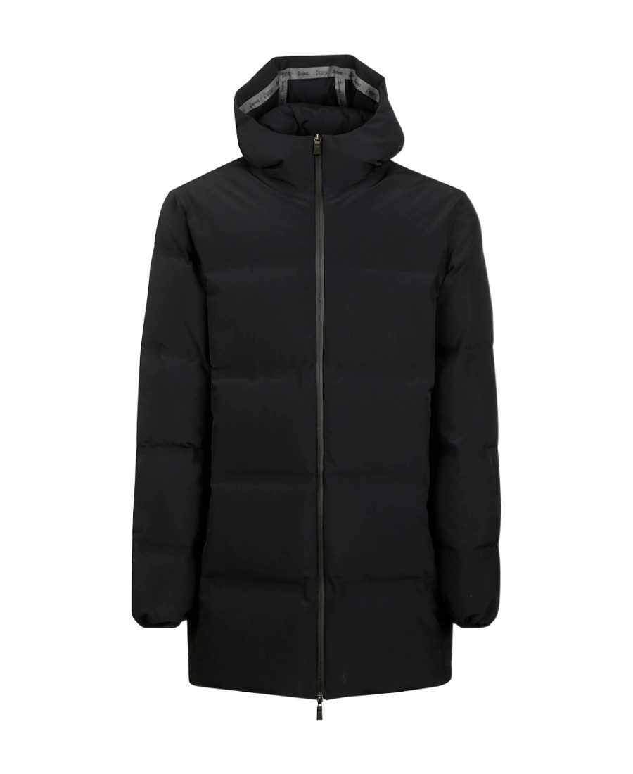 Herno Long Sleeved Hooded Down Jacket In Black