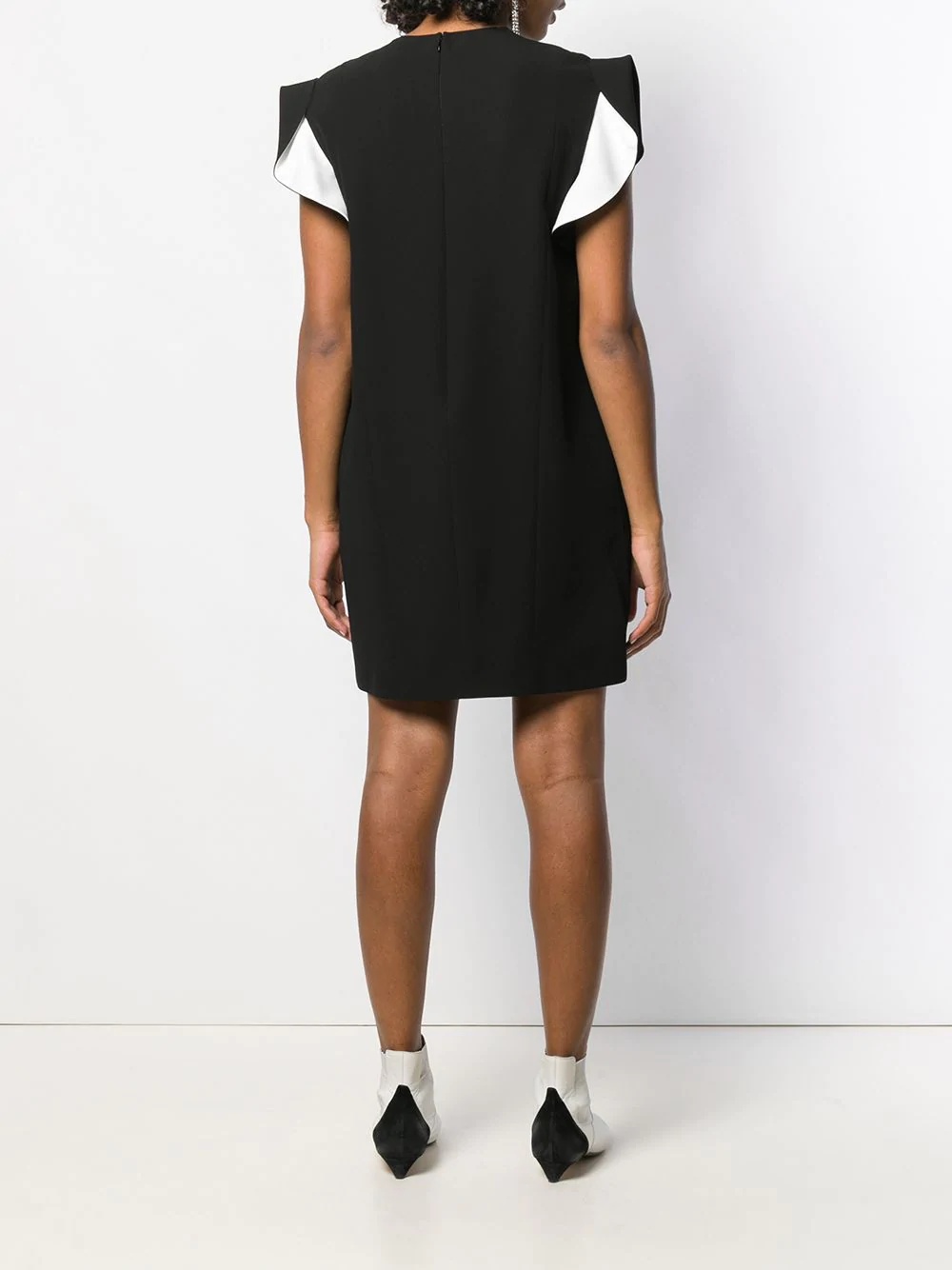 Givenchy Ruffled Short-sleeve Crepe Dress In Black