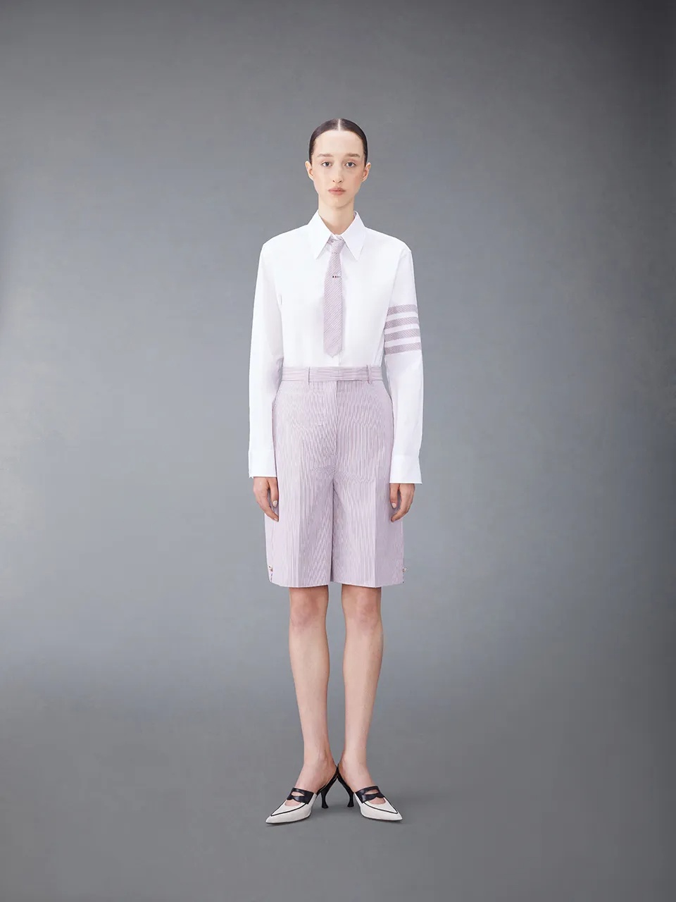 Thom Browne 4-bar Long-sleeved Shirt In White
