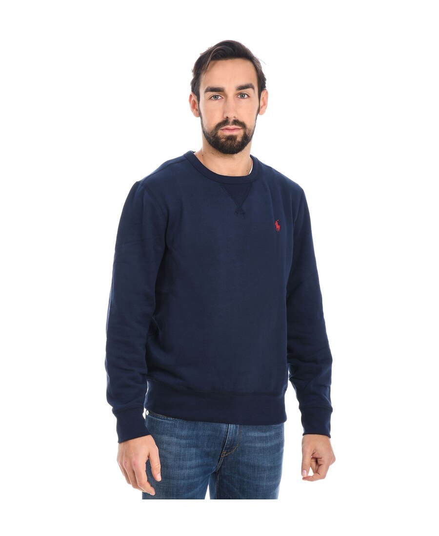 Polo Ralph Lauren Blue Cable Knit Crewneck Sweater With Pony Embroidery On The Front In Wool And Cashmere Man